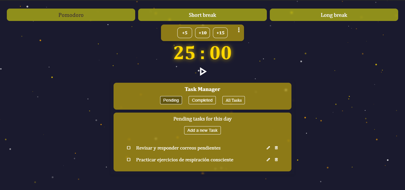 Vista previa del proyecto Pomodoro App mostrando su interfaz principal
